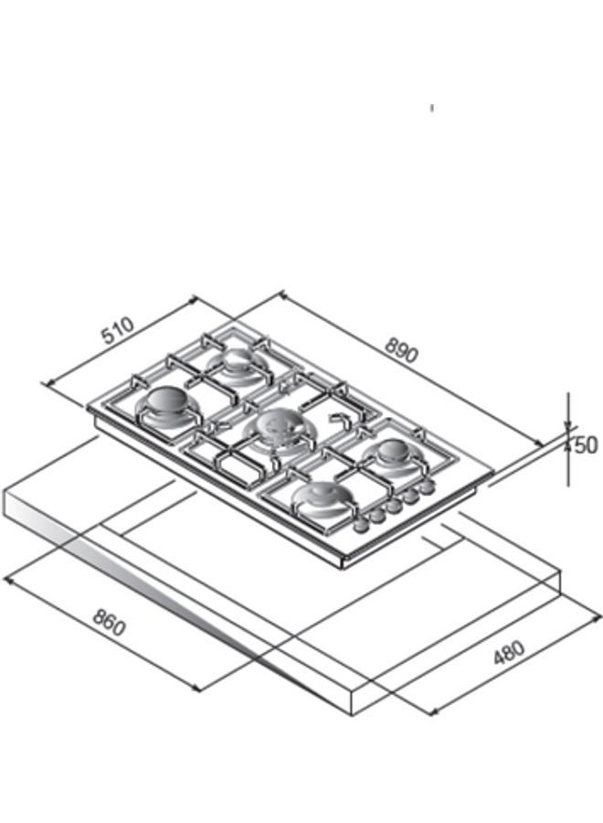 ماستر غاز موقد غاز بـ5 شعلات H95GST فضي - Image 2