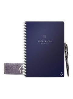 Fusion Smart Reusable Notebook with Pilot Frixion Pen and Microfiber Cloth Midnight Blue