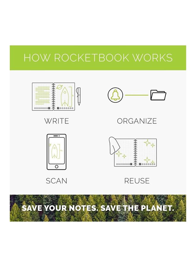 Rocketbook - Dot-Grid Eco-Friendly Notebook with Pilot Frixion Pen and Microfiber Cloth Midnight Blue - Image 1