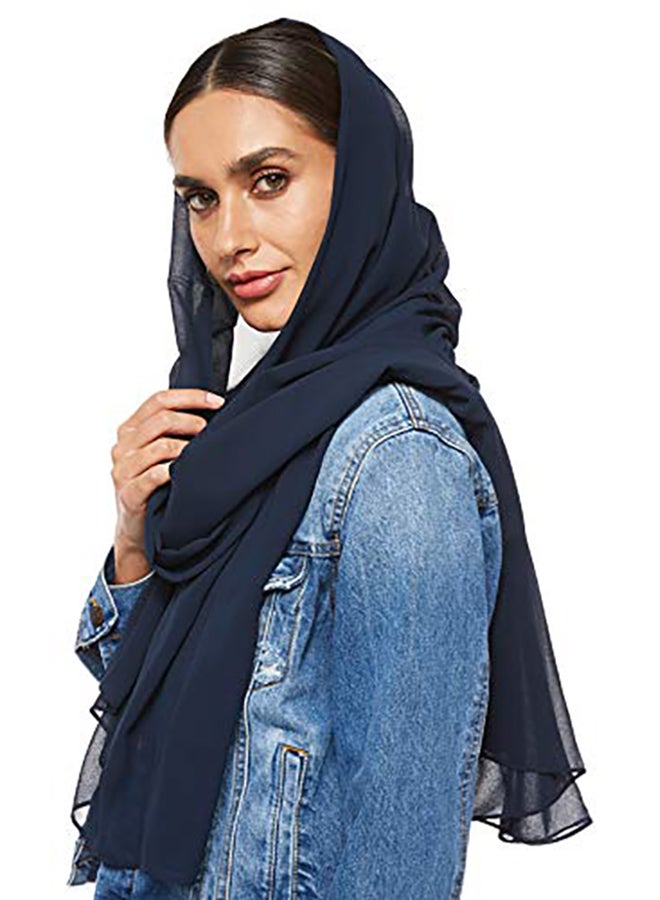 Shadow - Super Soft Chiffon Hijab Navy Blue - Image 1