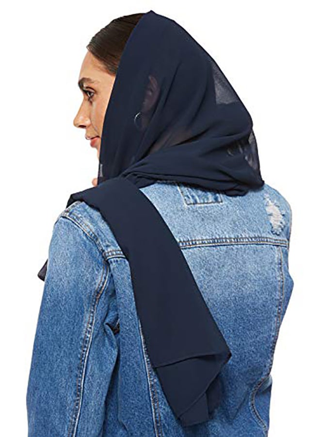 Shadow - Super Soft Chiffon Hijab Navy Blue - Image 1