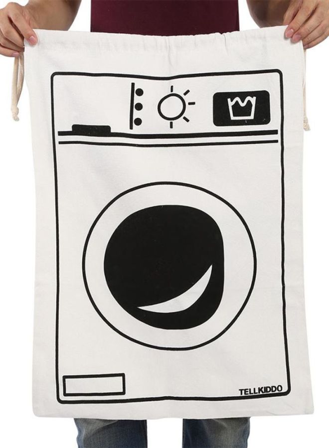 QiaoKai Fabric Laundry Bag White/Black  - Image 2