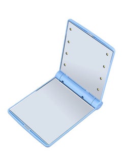 Folding Make Up Mirror With LED Bulb Blue