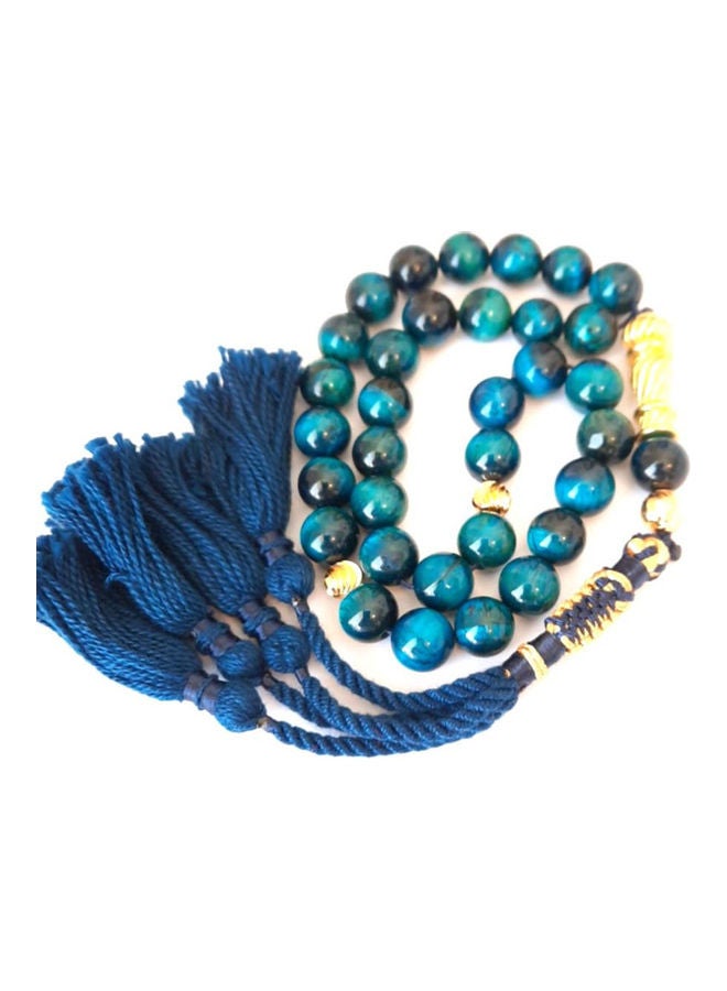 Miracle Empire Blue Cat Eye And Rope Tassel Handmade Prayer Beads  - Image 2