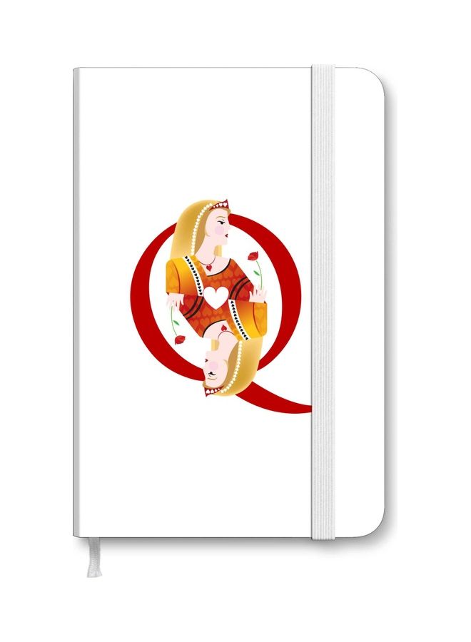Stylizedd Designer A5 Thick Hardcover Notebook - Queen Of Hearts White