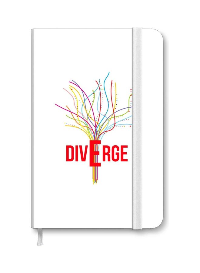 ستايلايزد نوت بوك مصمم بغلاف سميك قياس A‎5 وطبعة عبارة "Diverge" أبيض