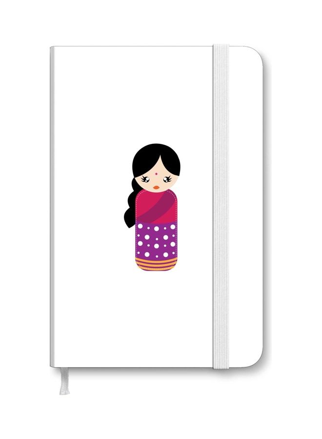 Stylizedd Designer A5 Thick Hardcover Notebook - Indian Doll White