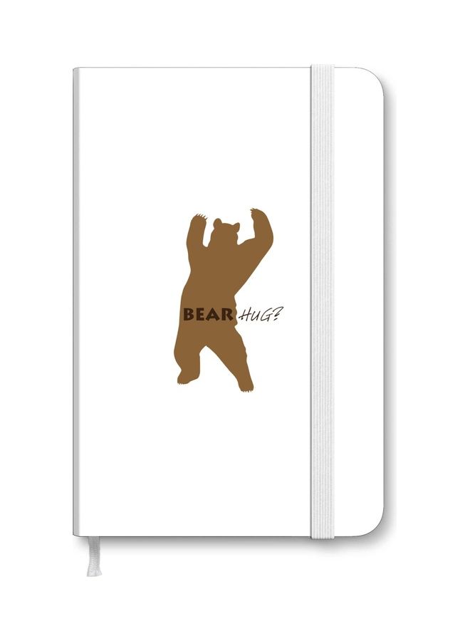 Stylizedd Designer A5 Thick Hardcover Notebook - Bear Hug Beige/White