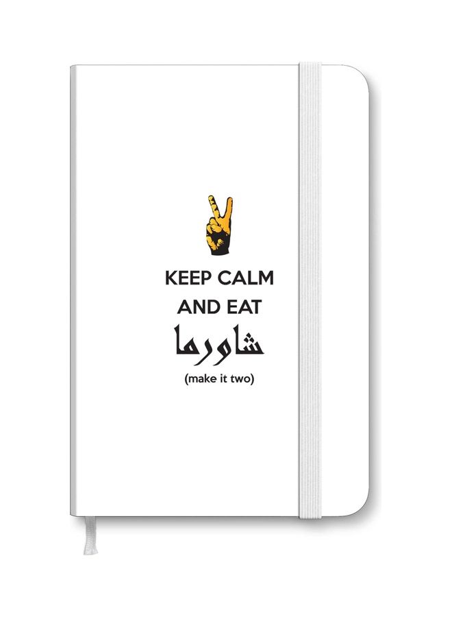 Stylizedd Designer A5 Thick Hardcover Notebook - Keep Calm And Eat Shawarma White