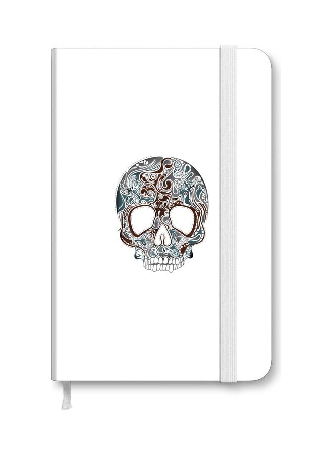 Stylizedd Designer A5 Thick Hardcover Notebook - Skully Tattoo White