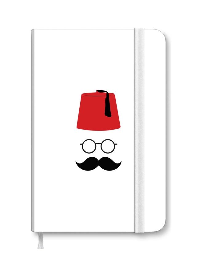 ستايلايزد دفتر ملاحظات مقاس A5 بغلاف صلب وسميك وتصميم موسي باشا أبيض