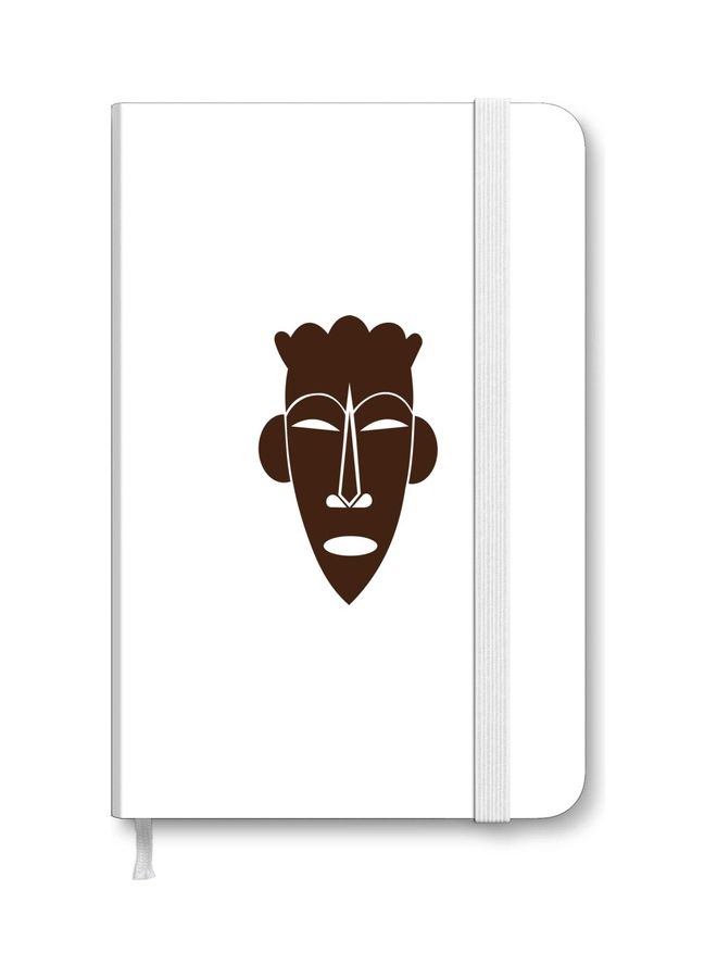 Stylizedd Designer A5 Thick Hardcover Notebook - Tribal Mask White/Brown