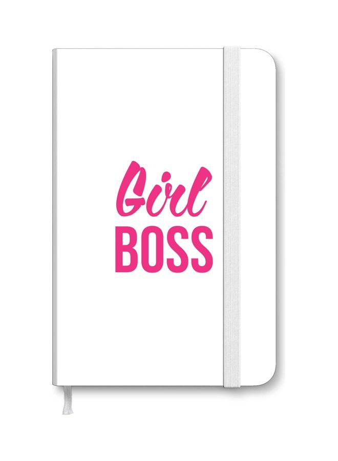 Stylizedd Designer A5 Thick Hardcover Notebook - Girl Boss White/Pink