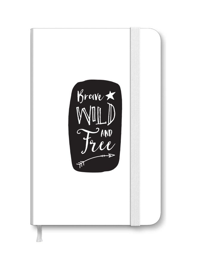 Stylizedd Designer A5 Thick Hardcover Notebook - Brave, Wild And Free White/Black