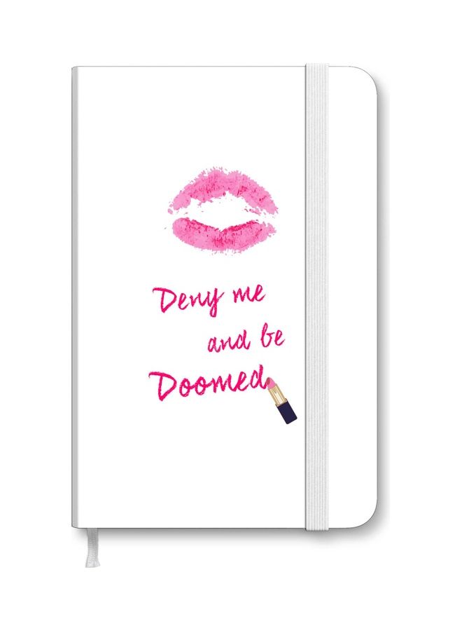 ستايلايزد دفتر ملاحظات "ديزاينر" Designer بغلاف مقوى سميك مقاس A5 - أحمر شفاه مطري . أبيض/ وردي