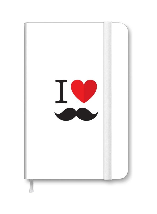 Stylizedd Designer A5 Thick Hardcover Notebook - I Love Moustashe White
