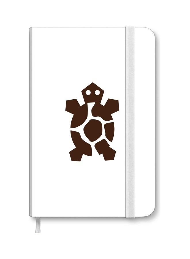 ستايلايزد مذكرة أنيقة التصميم مقاس A5 بغلاف صلب يحمل تصميماً قَبَلياً لسلحفاة أبيض/بني
