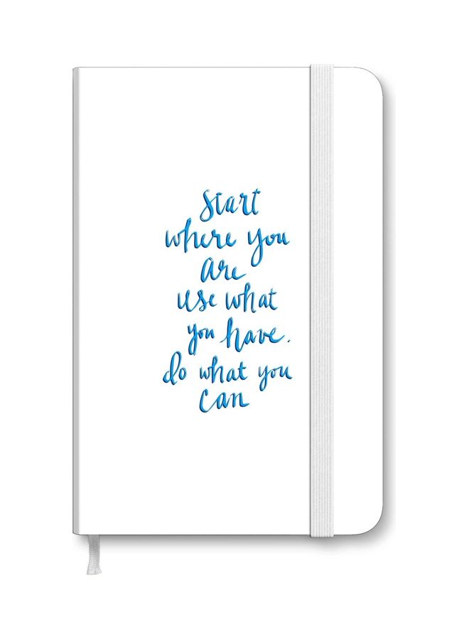 ستايلايزد دفتر ملاحظات/ دفتر بغلاف سميك مزود بورق فاخر مقاس A5، دفتر ملاحظات مزود برباط مع حامل للقلم لطلبة الكليات أبيض/أزرق