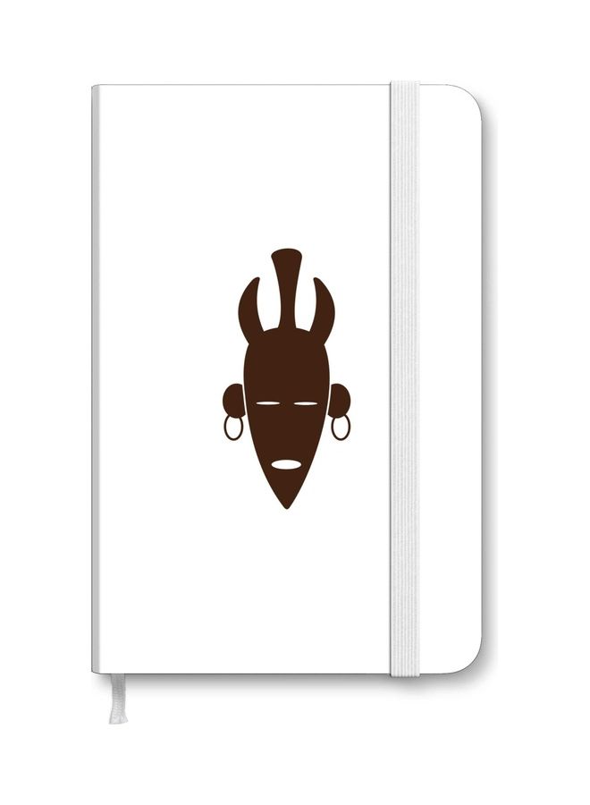 ستايلايزد دفتر ملاحظات مقاس A5 بغلاف مقوى وسميك مُصمم من قِبل مصمم شهير وبطبعة رسمة لطبيب القبيلة أبيض/بني