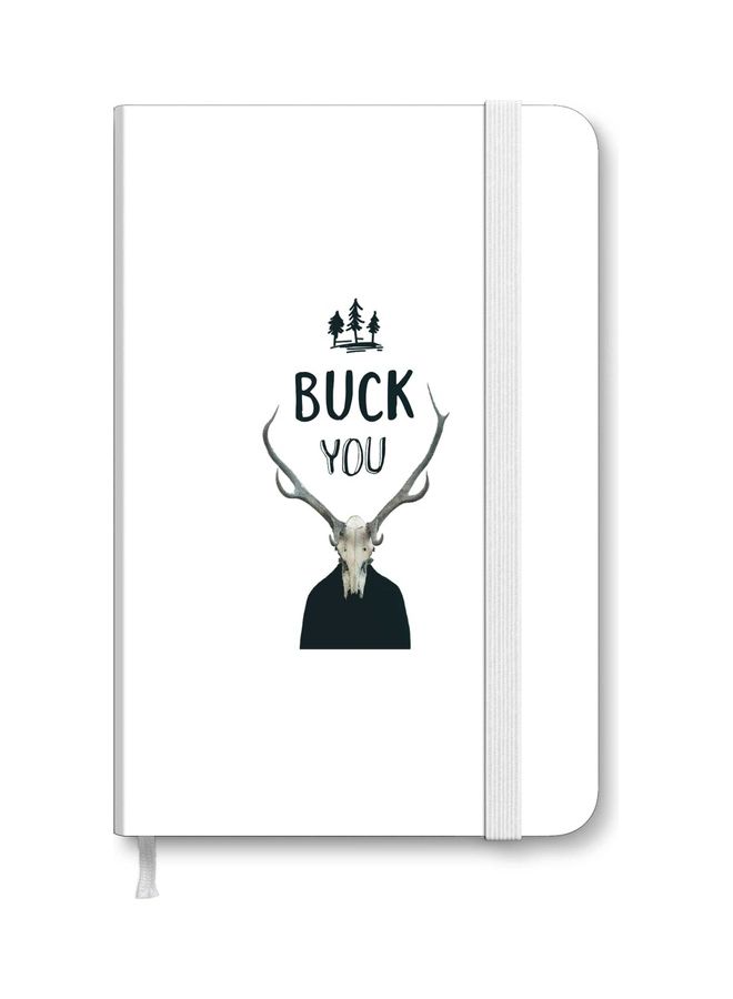 ستايلايزد غطاء حماية ديزاينر مقاس A5 بغلاف صلب وسميك بطبعة عبارة "Buck You" أبيض/ أسود
