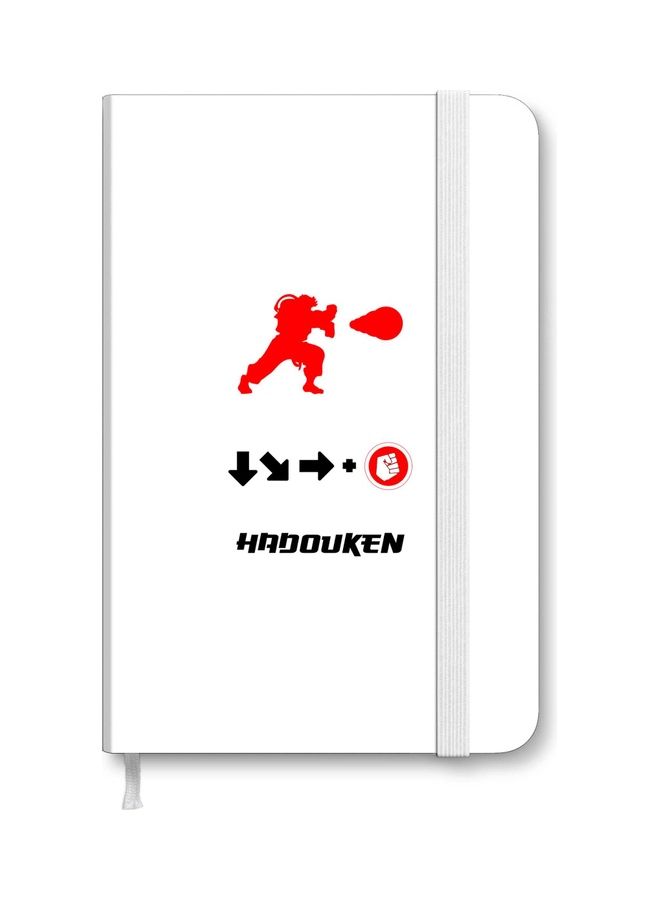Stylizedd Designer A5 Thick Hardcover Notebook - Hadouken White - Image 1