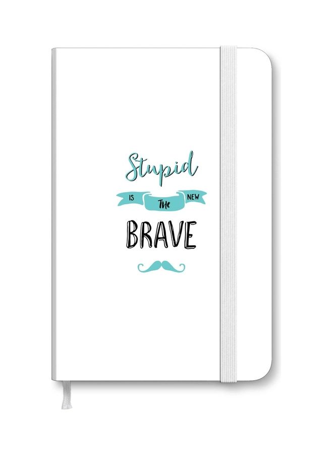 ستايلايزد مذكرة أنيقة التصميم مقاس A5 بغلاف صلب يحمل تصميم Stupid Is The New Brave أبيض/أزرق