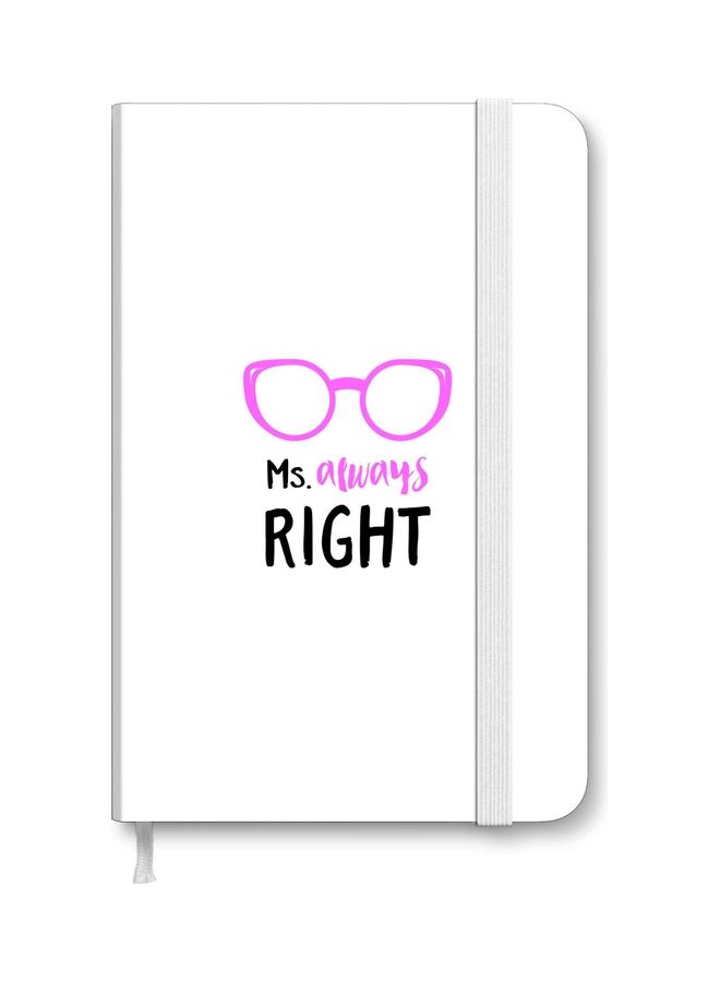 Stylizedd Designer A5 Thick Hardcover Notebook - Ms. Always Right White/Black/Pink