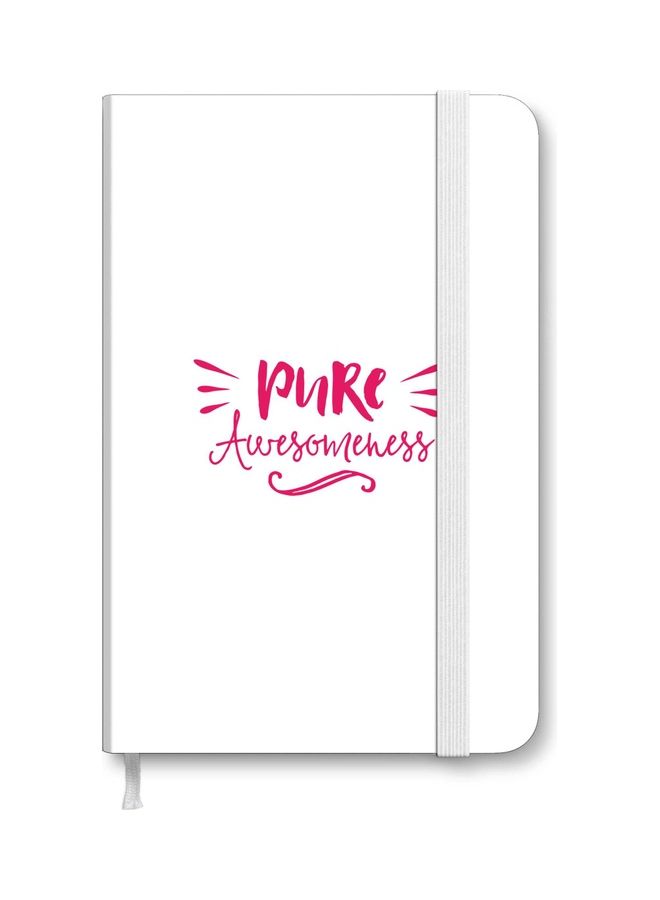 ستايلايزد نوت بوك بغلاف سميك مقاس A5 بطبعة عبارة "Pure Awesomeness" أبيض/ وردي