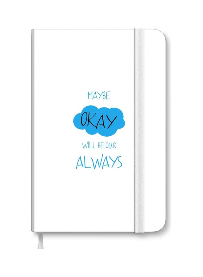 Stylizedd Designer A5 Thick Hardcover Notebook - Maybe Okay White/Blue