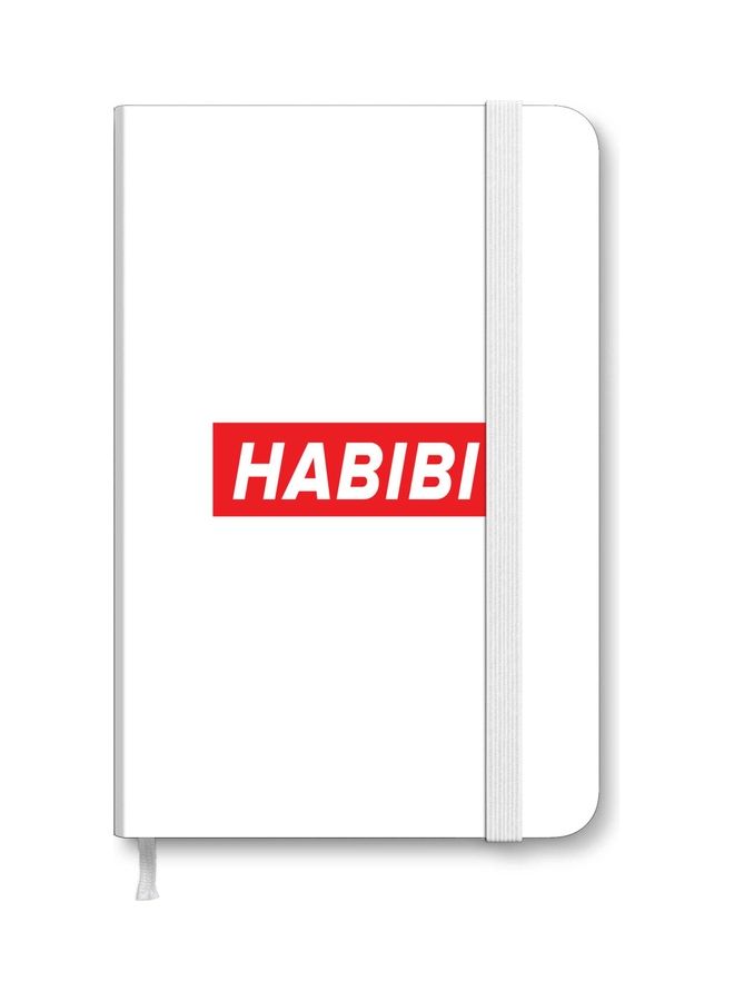 ستايلايزد دفتر ملاحظات ديزاينر بورق A5 وغلاف صلب وسميك -بطبعة كلمة ‘Habibi‘ أبيض/أحمر