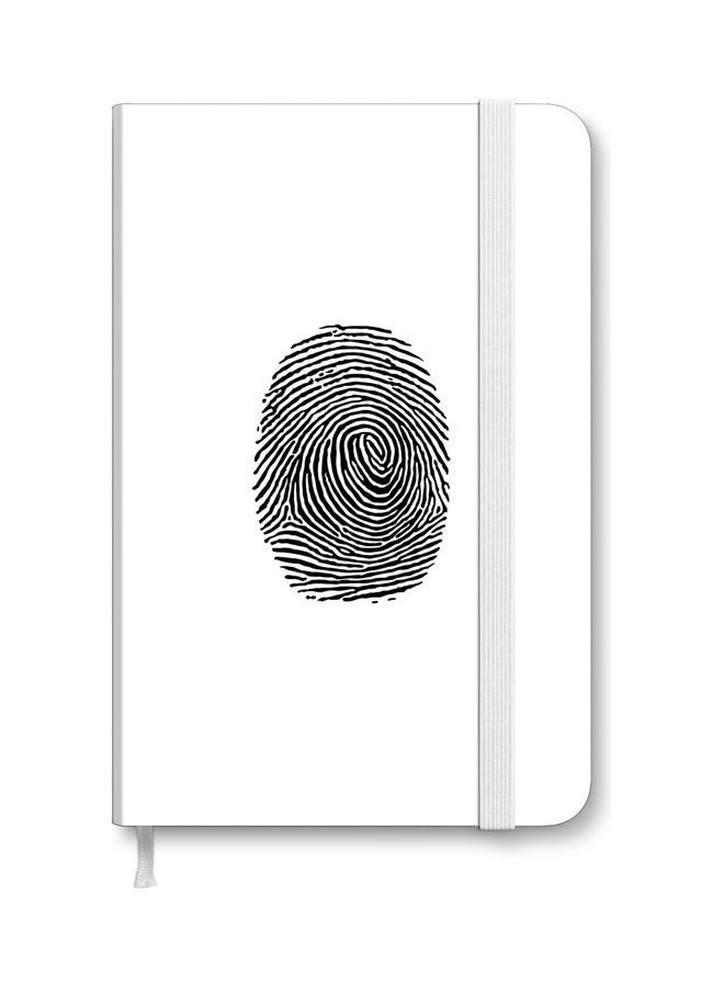 ستايلايزد دفتر ملاحظات مقاس A5 بغلاف صلب وسميك وتصميم بصمة أصبع أبيض/ أسود