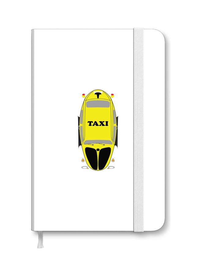 ستايلايزد دفتر ملاحظات "ديزاينر" Designer بغلاف مقوى وسميك مقاس A5 - بطبعة سيارة أجرة . أبيض/أصفر