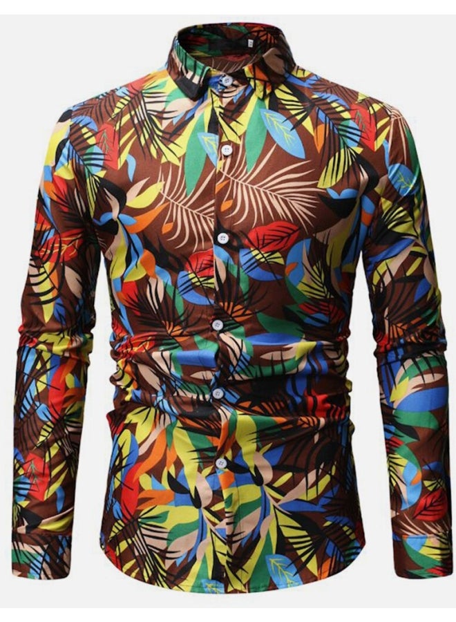 Turn Down Collar Long Sleeve Shirt Multicolour