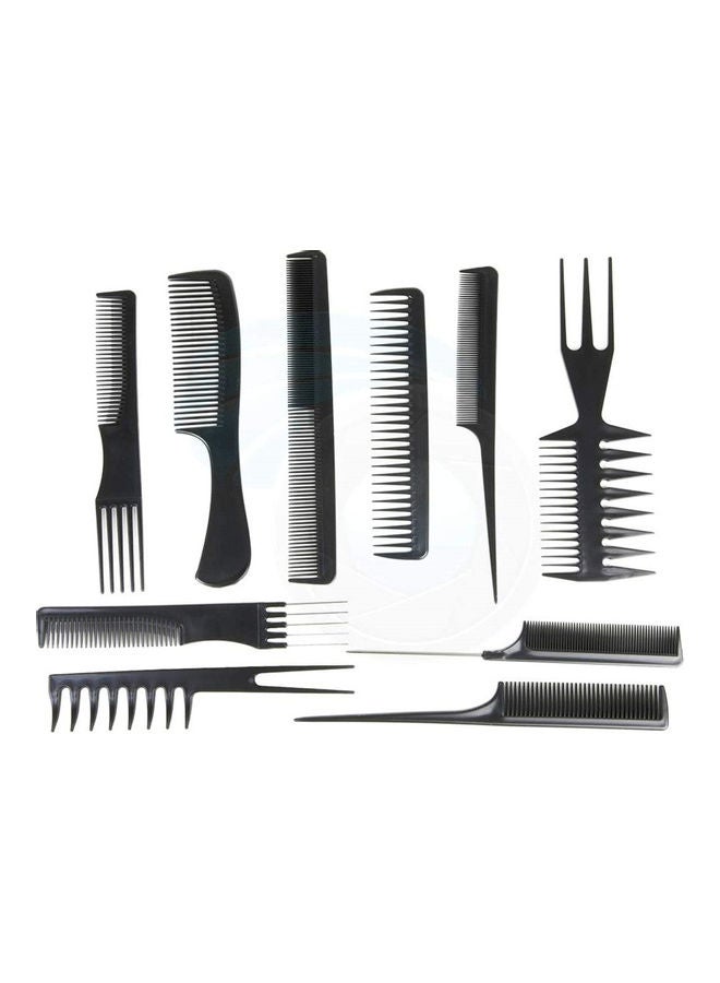 طَقم أمشاط فرشاة بلاستيكية لتصفيف الشعر مكون من 10 قطع أسود 150جرام - Image 1