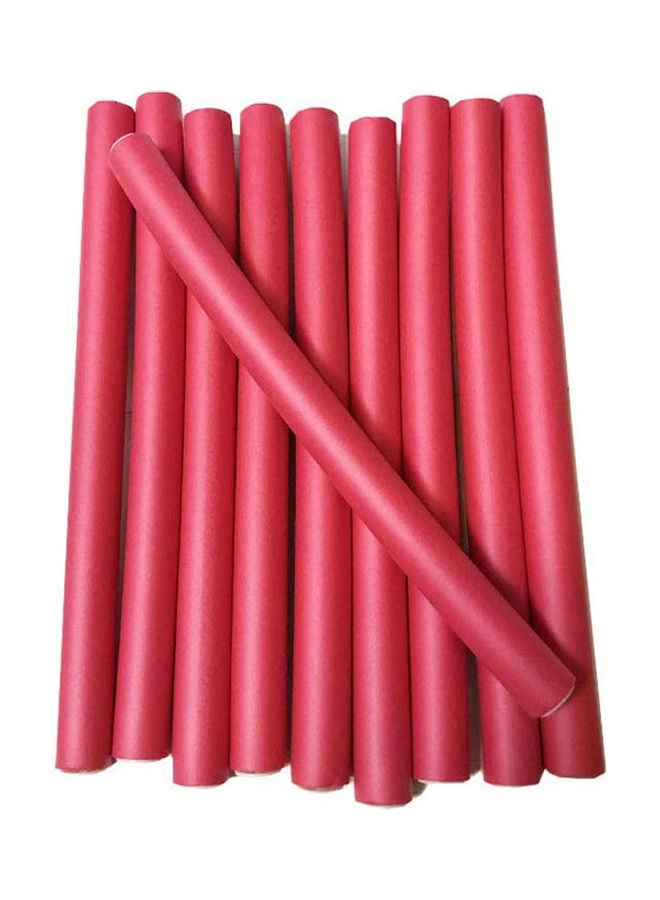10-Piece Hair Curlers Roll Stick Set Pink 80grams - Image 1