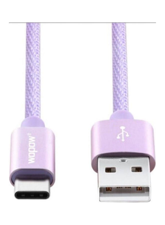 وبو كابل شحن USB إلى Type-C طراز LT23 سريع الشحن 2.1 أمبير نقل بيانات مستقر مصنوع من خليط الألومنيوم أرجواني  - Image 3