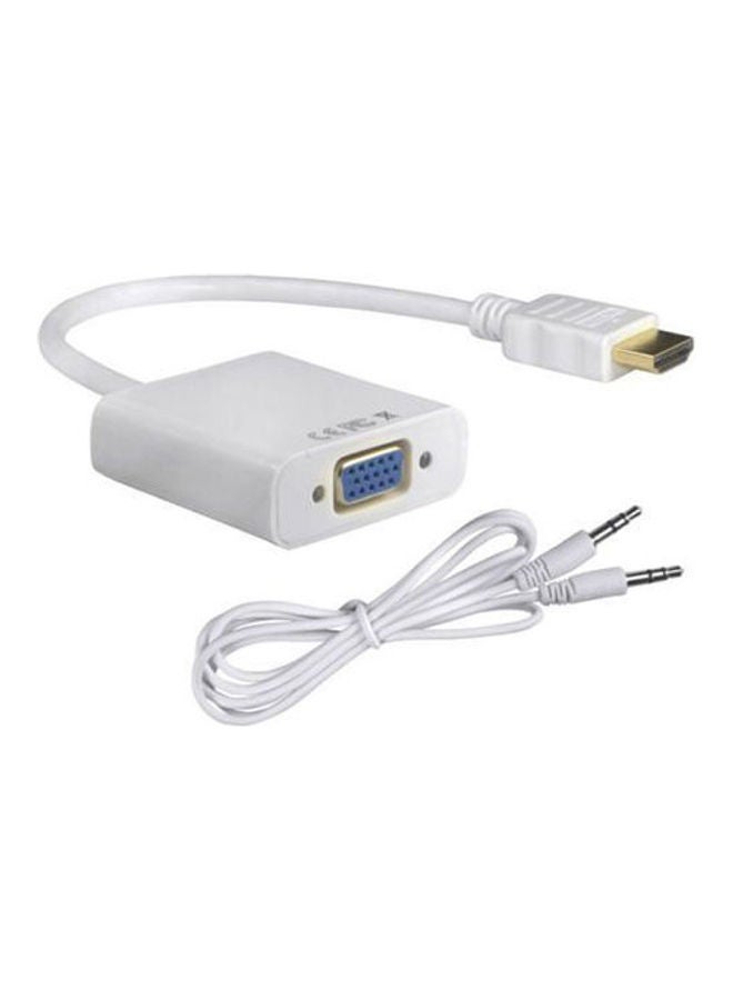 Generic 1080P HDMI Male To VGA Female Video Converter Adapter Cable With Audio For Pc Dvd Hdtv White 