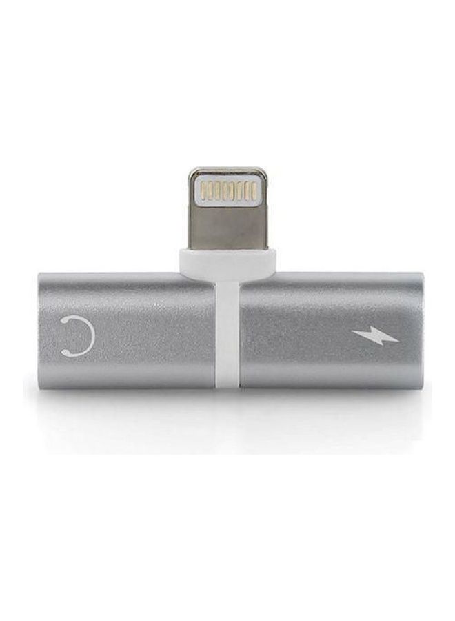 Generic - Double Lightning Headphone Audio And Charging Adapter Silver - Image 1