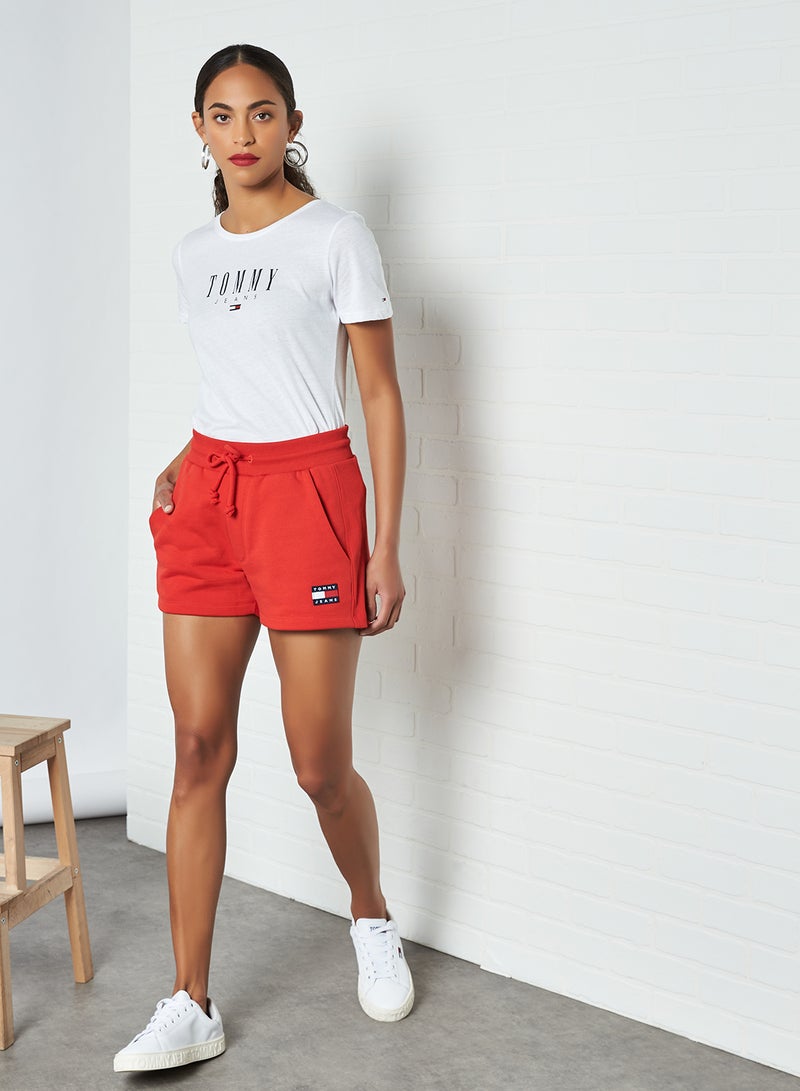 TOMMY JEANS - Logo Badge Sweat Shorts Deep Crimson - Image 1