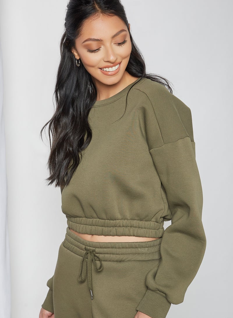 NOISY MAY - Percy Cropped Sweatshirt Kalamata - Image 1