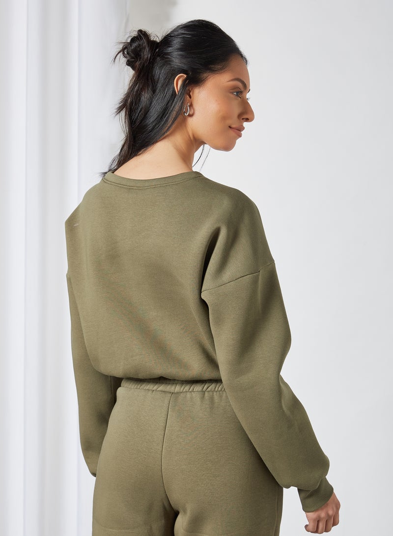 NOISY MAY - Percy Cropped Sweatshirt Kalamata - Image 1