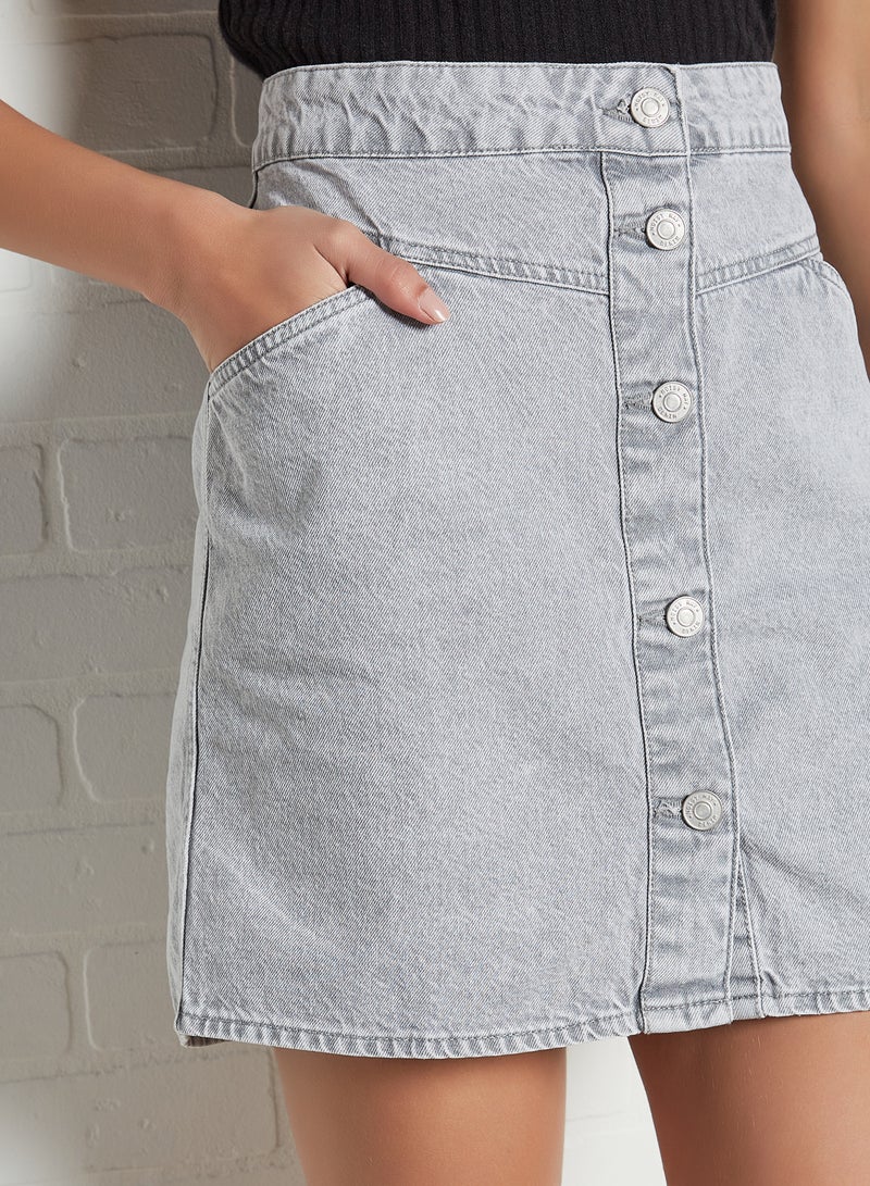 NOISY MAY - Mini Skirt Light Grey Denim - Image 1