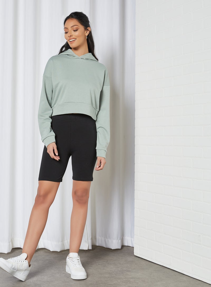 NOISY MAY - Cropped Hoodie Slate Gray - Image 1