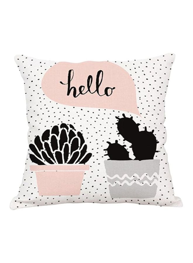 Bluelans Potted Plant Cactus Printed Pillow Cover linen White/Pink/Black 45x45cm 