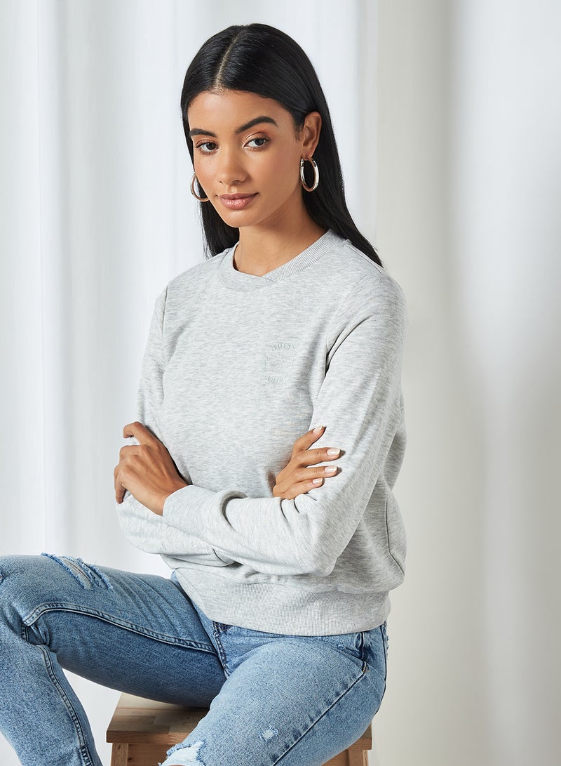 NOISY MAY - Cropped Sweatshirt Light Grey Melange - Image 1