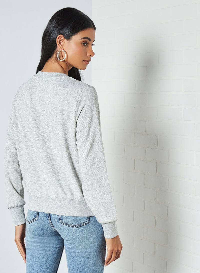 NOISY MAY - Cropped Sweatshirt Light Grey Melange - Image 1