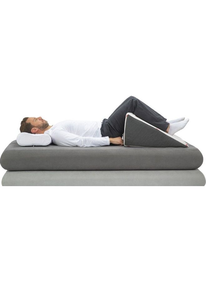 ريكراك Cooling Gel-Infused Memory Foam Pillow | Ergonomic Neck & Spine Alignment. Microfiber Grey & White 57x65x30cm  - Image 2