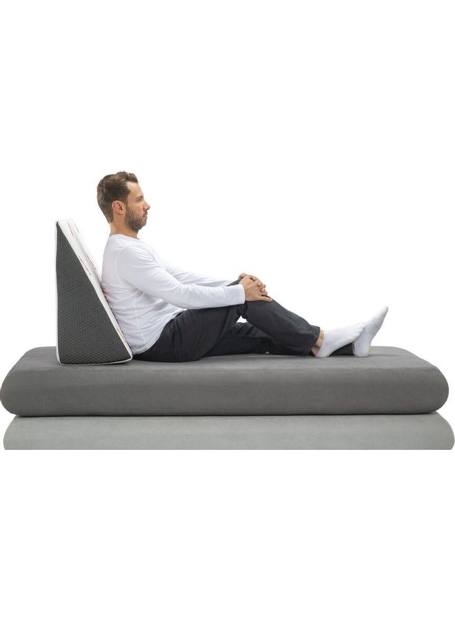 ريكراك Cooling Gel-Infused Memory Foam Pillow | Ergonomic Neck & Spine Alignment. Microfiber Grey & White 57x65x30cm  - Image 3