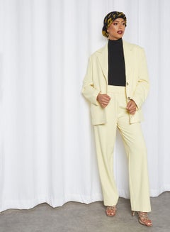 SELECTED FEMME Relaxed Belted Blazer Pastel Yellow  - Image 3