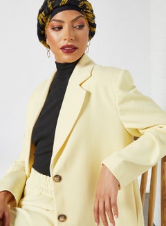 SELECTED FEMME Relaxed Belted Blazer Pastel Yellow  - Image 4